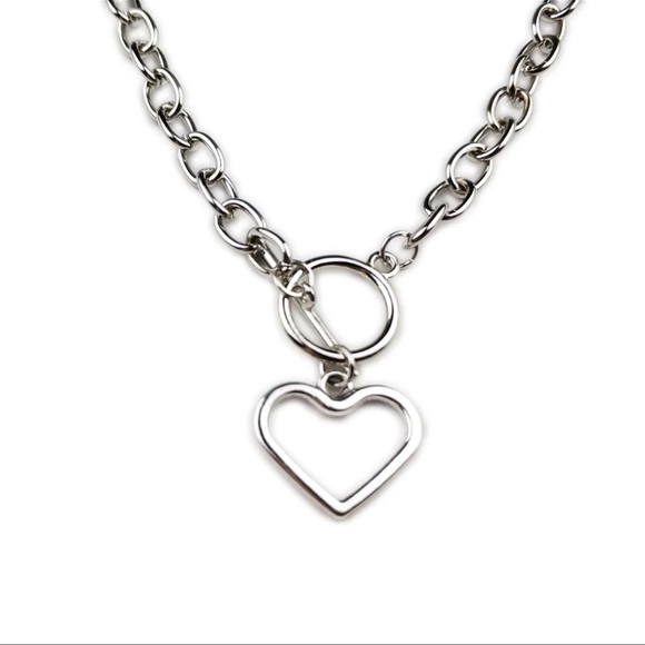 New Boho Heart Sterling Silver Chunky Chain Link Chocker Necklace - Picture 2 of 12